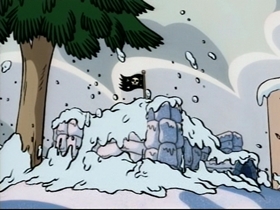 Screenshots from the 1995 CINAR cartoon Snowball War