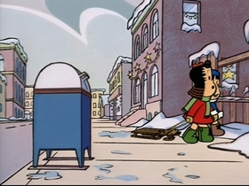 Screenshots from the 1995 CINAR cartoon Snowball War