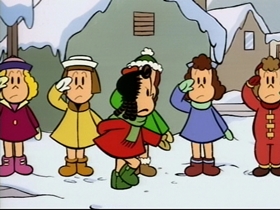 Screenshots from the 1995 CINAR cartoon Snowball War