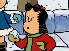 Screenshots from the 1995 CINAR cartoon Snowball War