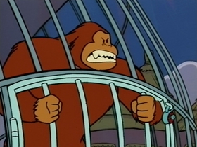 Screenshots from the 1995 CINAR cartoon Gilbert the Gorilla