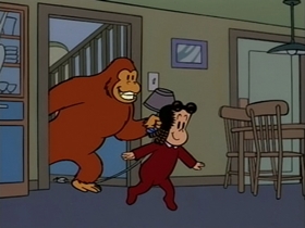 Screenshots from the 1995 CINAR cartoon Gilbert the Gorilla