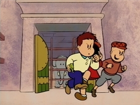 Screenshots from the 1995 CINAR cartoon Gilbert the Gorilla