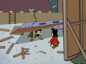 Screenshots from the 1995 CINAR cartoon Rich Little Poor Boy