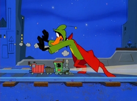 Screenshots from the 1996 Warner Bros. cartoon Superior Duck