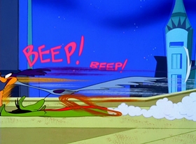 Screenshots from the 1996 Warner Bros. cartoon Superior Duck