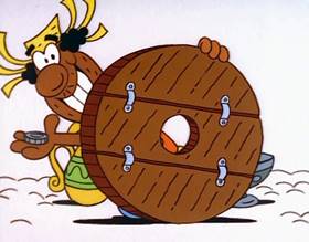 Screenshots from the 1996 Focus Design, Inc. cartoon This For That