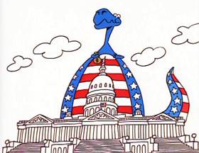 Screenshots from the 1996 Focus Design, Inc. cartoon Tyrannosaurus Debt