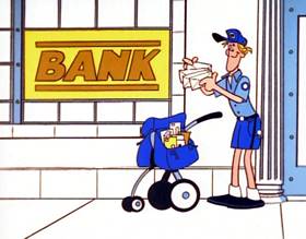 Screenshots from the 1996 Focus Design, Inc. cartoon The Check