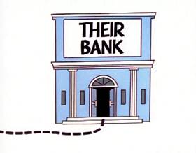 Screenshots from the 1996 Focus Design, Inc. cartoon The Check