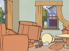 Screenshots from the 1996 CINAR cartoon The Piggy Bank Guard