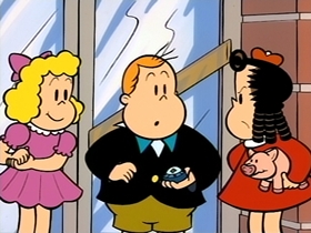 Screenshots from the 1996 CINAR cartoon The Piggy Bank Guard