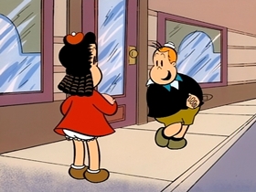 Screenshots from the 1996 CINAR cartoon The Piggy Bank Guard