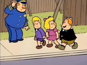 Screenshots from the 1996 CINAR cartoon The Piggy Bank Guard