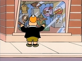 Screenshots from the 1996 CINAR cartoon The Piggy Bank Guard