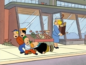 Screenshots from the 1996 CINAR cartoon Tattoos