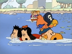 Screenshots from the 1996 CINAR cartoon Tattoos