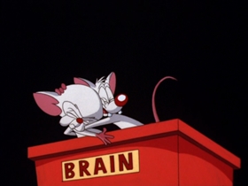 Screenshots from the 1997 Amblin Entertainment cartoon A Pinky and the Brain Halloween