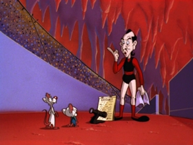 Screenshots from the 1997 Amblin Entertainment cartoon A Pinky and the Brain Halloween