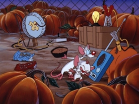 Screenshots from the 1997 Amblin Entertainment cartoon A Pinky and the Brain Halloween