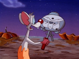 Screenshots from the 1997 Amblin Entertainment cartoon A Pinky and the Brain Halloween