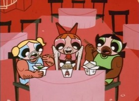 Screenshots from the 1998 Hanna-Barbera cartoon Powerpuff Bluff