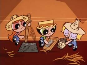 Screenshots from the 1999 Hanna-Barbera cartoon Impeach Fuzz