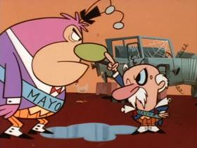 Screenshots from the 1999 Hanna-Barbera cartoon Impeach Fuzz