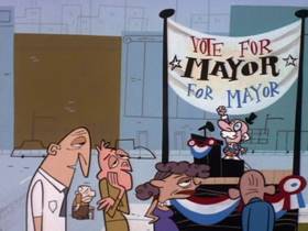 Screenshots from the 1999 Hanna-Barbera cartoon Impeach Fuzz