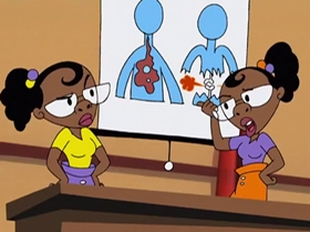 Screenshots from the 1999 Warner Bros. Television cartoon Shareena Takes the Cake