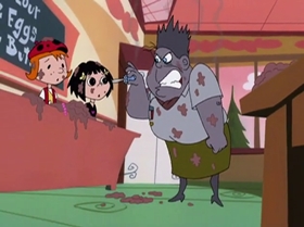 Screenshots from the 1999 Warner Bros. Television cartoon Shareena Takes the Cake