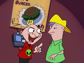 Screenshots from the 1999 Warner Bros. Television cartoon The Man with the Golden Brain