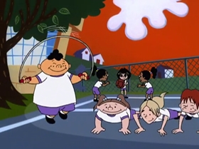 Screenshots from the 1999 Warner Bros. Television cartoon The Man with the Golden Brain