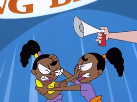 Screenshots from the 1999 Warner Bros. Television cartoon The Man with the Golden Brain