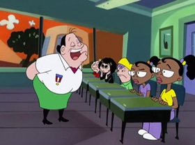 Screenshots from the 1999 Warner Bros. Television cartoon The Man with the Golden Brain