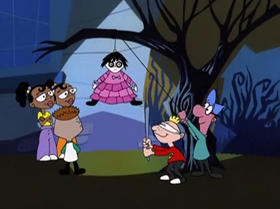 Screenshots from the 1999 Warner Bros. Television cartoon What Did You Séance?