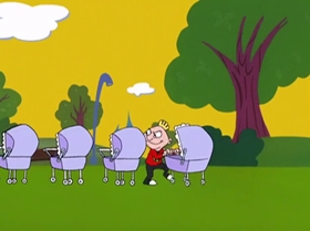 Screenshots from the 1999 Warner Bros. Television cartoon Too Good to Be Truant