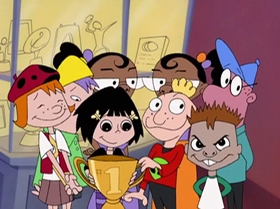 Screenshots from the 1999 Warner Bros. Television cartoon Little Miss Popular