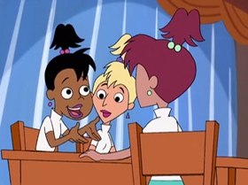 Screenshots from the 1999 Warner Bros. Television cartoon Little Miss Popular