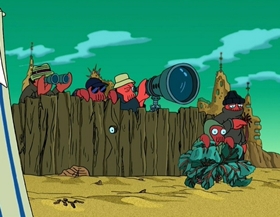 Screenshots from the 2000 Curiosity Company cartoon Why Must I Be a Crustacean in Love?