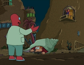 Screenshots from the 2000 Curiosity Company cartoon Why Must I Be a Crustacean in Love?