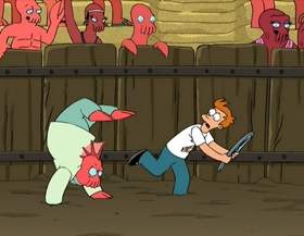 Screenshots from the 2000 Curiosity Company cartoon Why Must I Be a Crustacean in Love?