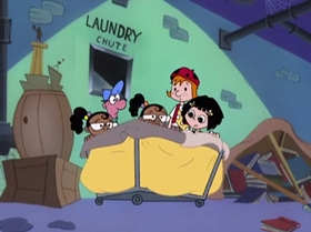 Screenshots from the 2000 Warner Bros. Television cartoon The Blame Game