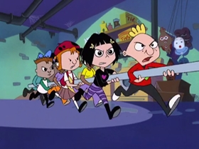 Screenshots from the 2000 Warner Bros. Television cartoon The Blame Game