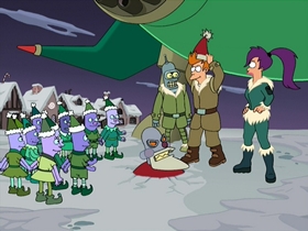 Screenshots from the 2001 Curiosity Company cartoon A Tale of Two Santas