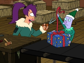 Screenshots from the 2001 Curiosity Company cartoon A Tale of Two Santas