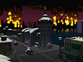 Screenshots from the 2001 Curiosity Company cartoon A Tale of Two Santas