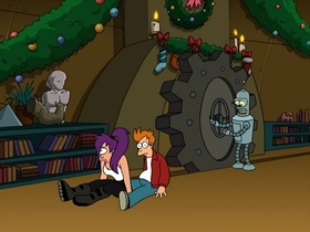 Screenshots from the 2001 Curiosity Company cartoon A Tale of Two Santas