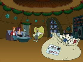 Screenshots from the 2001 Curiosity Company cartoon A Tale of Two Santas
