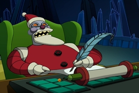 Screenshots from the 2001 Curiosity Company cartoon A Tale of Two Santas
